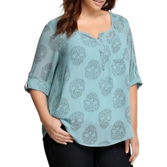 Women's Blue Patterned Top - Picture 1 of 8